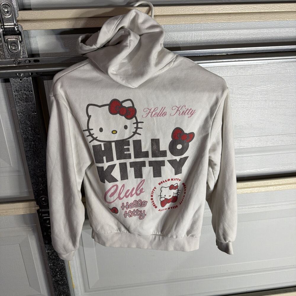 Sanrio Hello Kitty Youth White Size L (10/12) Cartoon Hoodie Pullover 2 Sided